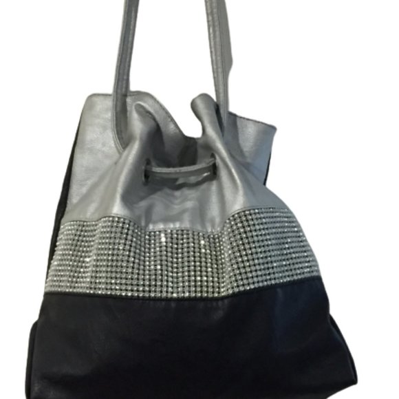 Silver & Black Sparkling Ladies Handbag - Picture 7 of 14